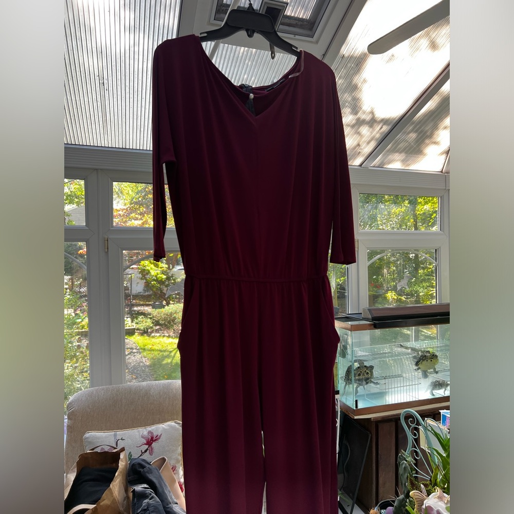 Nina Leonard - Maroon Long Sleeve Jumpsuit - Size L